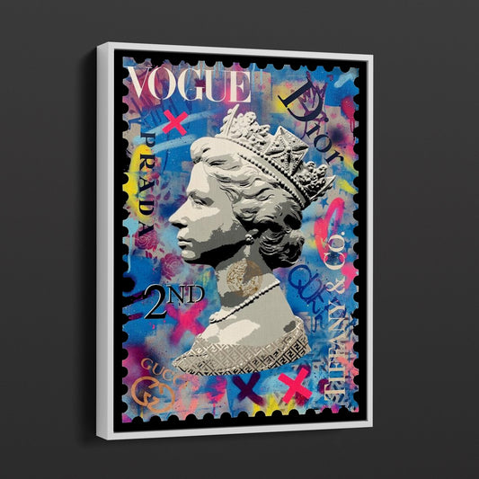 Her Majesty - Queen Elizabeth - Blue Royalty Postage Stump Canvas Print - 303