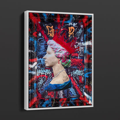 Queen Elizabeth Abstract Graffiti Pop Art Canvas Print, Banksy Canvas Wall Art - 304