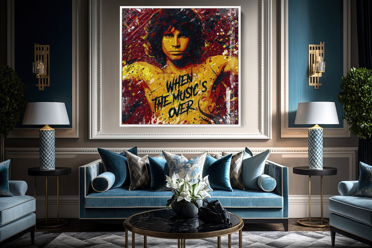 Jim Morrison Abstract Painting Canvas Wall Art, Square Canvas Wall Art - 158