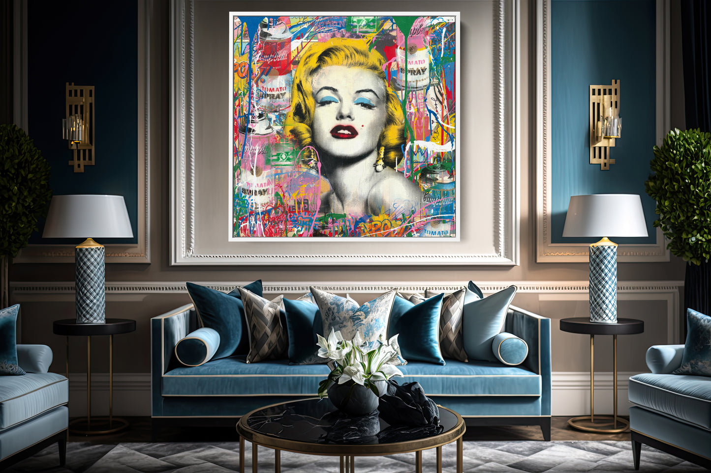 Marilyn Monroe Square Pop Art Canvas Print, Banksy Art, Marilyn Monroe Graffiti - 124