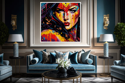 Wonder Woman Oil Paint Canvas Print Graffiti Square Canvas Art - 150