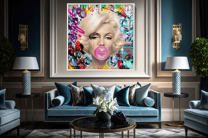 Square - Marilyn Monroe - Chupa Chups Pop Art Canvas Print, Banksy Art - 251