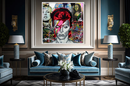 Banksy Graffiti David Bowie and Kate Moss Canvas Wall Art, Luxury Painting Fashion Prints - 128