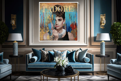 Audrey Hepburn - Makeup Pop Art Canvas Wall Art, Lips Graffiti Pop Art - 283