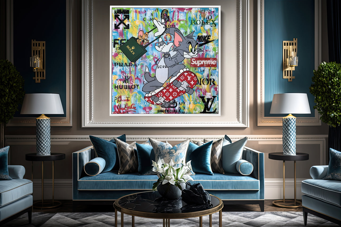 Tom & Jerry Popart Painting Canvas Print, Luxury Painting Fashion Prints - 120