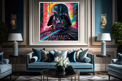 Darth Vader Colorful Oil Paint Canvas Print Graffiti Square Canvas Art - 138