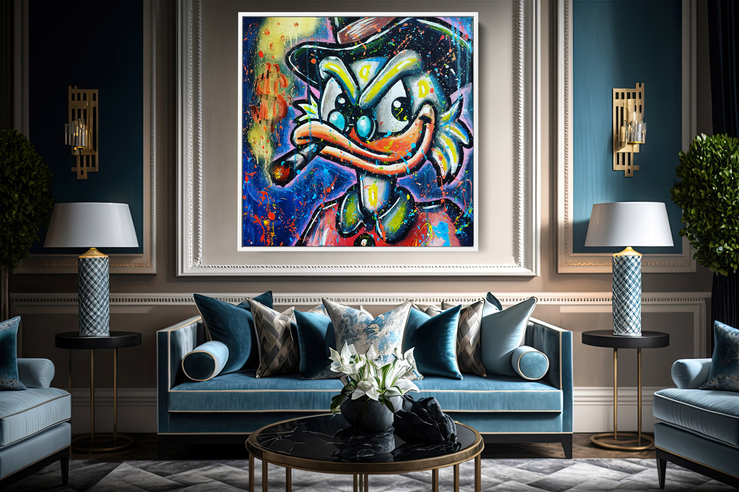 Banksy Square Mcduck Graffiti Painting Canvas Print, Banksy Style Pop Art - 88