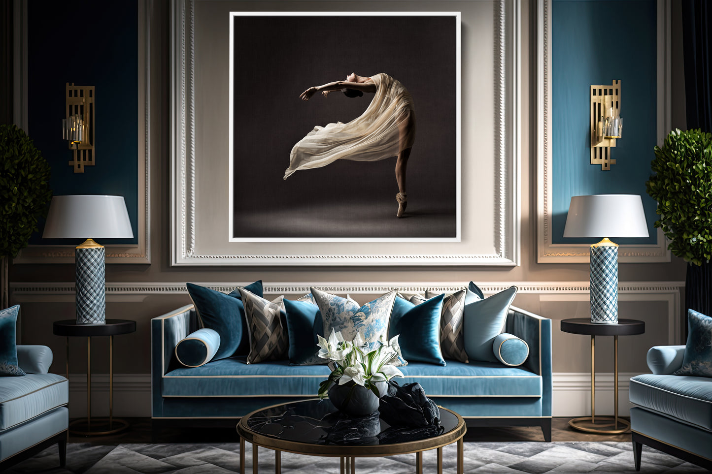 Ballerina Dancing Canvas Wall Art, In Silk Dress Modern Design Home Decor PPL-113