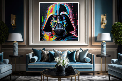 Darth Vader Pop Art Colorful Graffiti Square Canvas Art, Banksy Art - 134