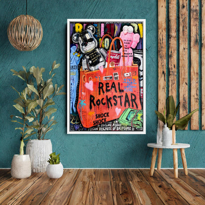 Banksy  Real Rockstar Birkin Oil Painting Pop Art Canvas Print -  Real Rockstar Birkin Pop Art Graffiti Wall Art, Pop Art Graffiti Home Decor, Pop Art Room Decor - 21