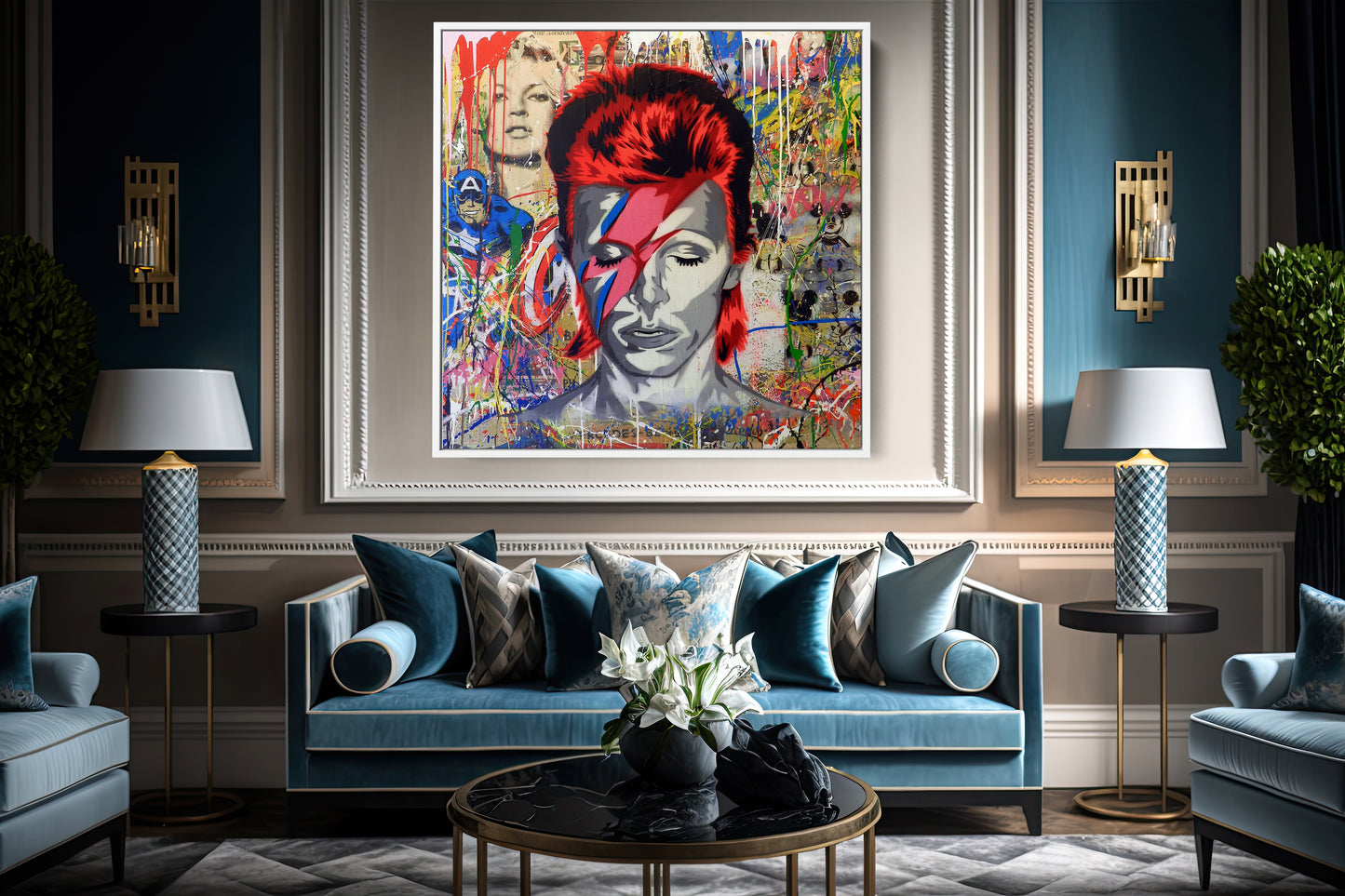 Banksy Graffiti David Bowie Canvas Wall Art, Luxury Painting Fashion Prints, David Bowie - 87