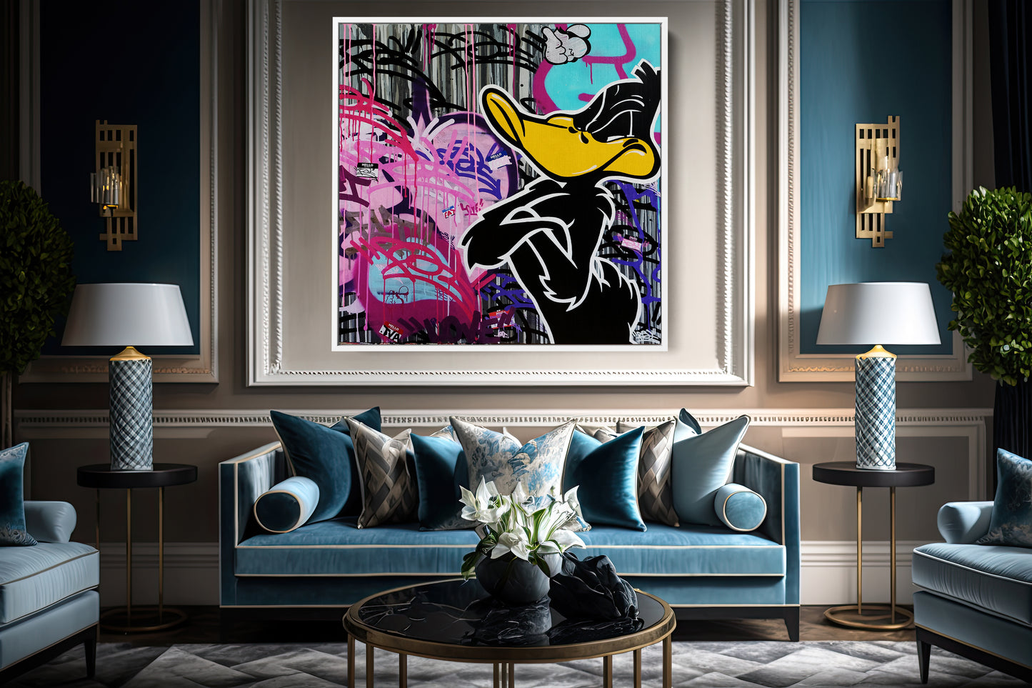 Daffy Duck Popart Painting Canvas Print, Luxury Painting Fashion Prints Dorlock Homes - 121