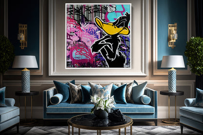 Daffy Duck Popart Painting Canvas Print, Luxury Painting Fashion Prints Dorlock Homes - 121