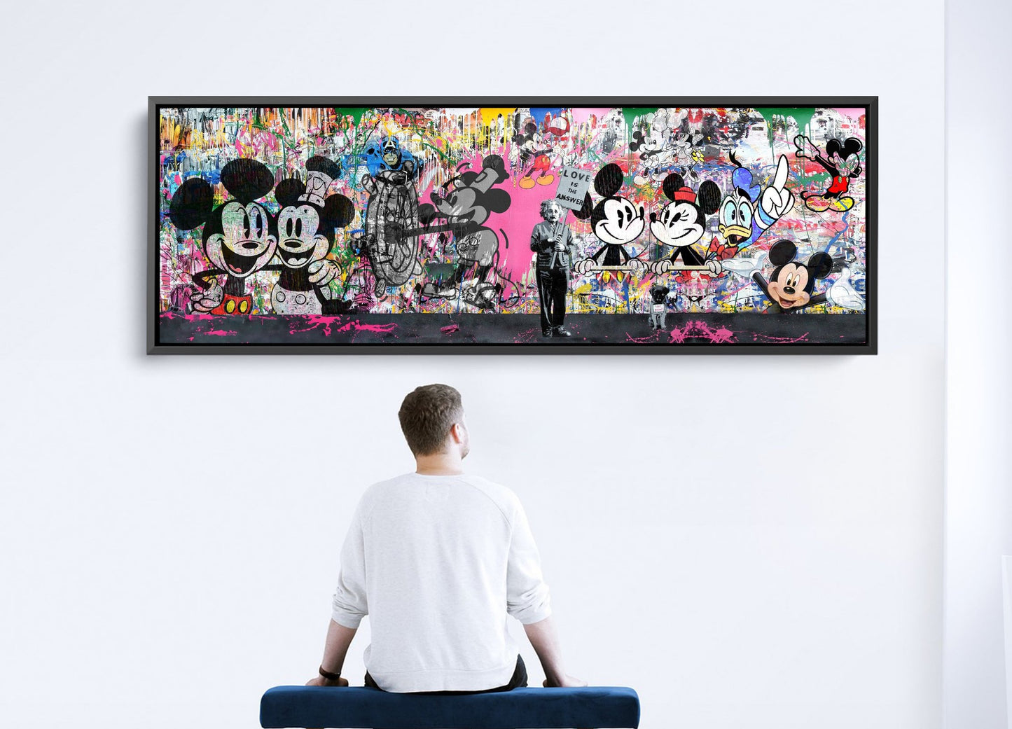 Banksy  Panoramic Multi Mickey Mouse Pop Art Graffiti Canvas - 237