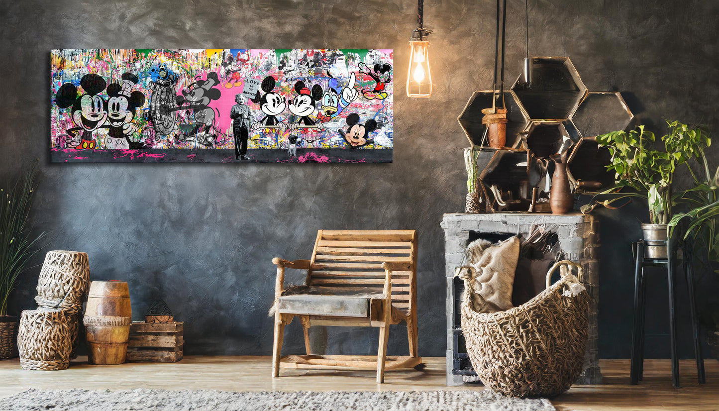 Banksy  Panoramic Multi Mickey Mouse Pop Art Graffiti Canvas - 237