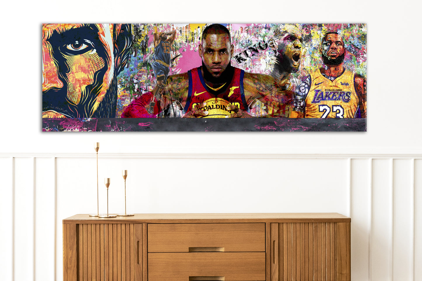 Banksy Panoramic  Style LeBron James Graffiti Pop Art, Champ LeBron James - 199