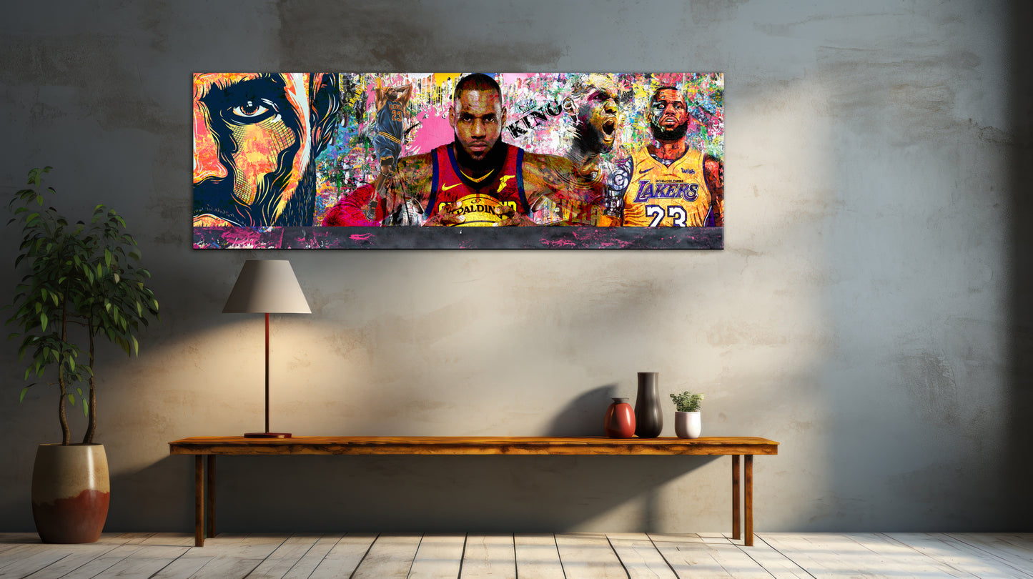 Banksy Panoramic  Style LeBron James Graffiti Pop Art, Champ LeBron James - 199