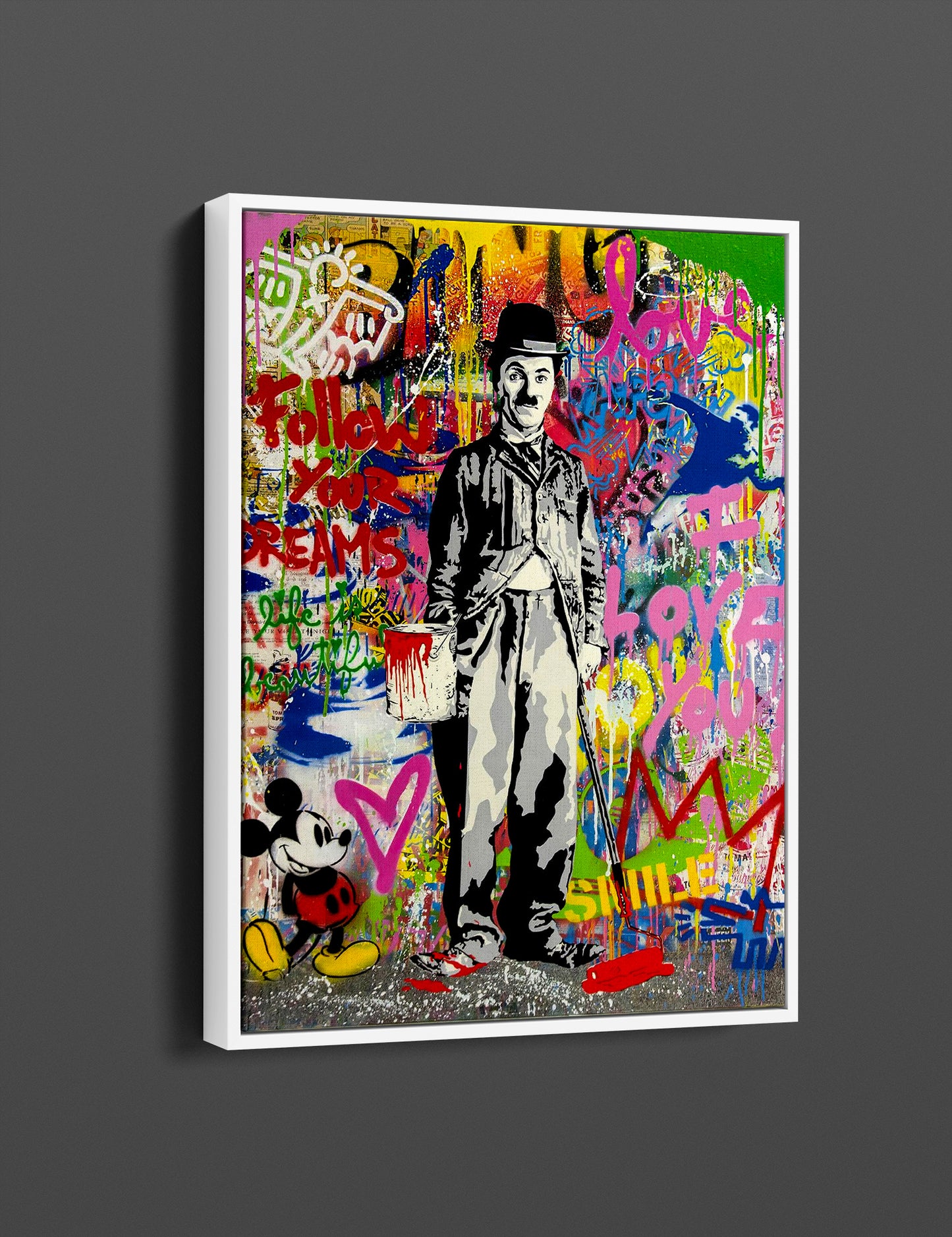 Charlie Chaplin Banksy Pop Art Canvas Wall Art, Banksy Charlie Chaplin, Street Graffiti Wall Art,Charlie Chaplin Pop Art Canvas - 34