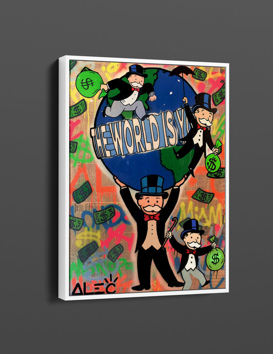 Monopoly & quot The World Is Yours Street Graffiti Pop Art Canvas Wall Art - 164