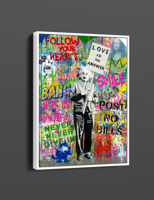 Albert Einstein Love is the Answer Pop Art Canvas Wall Art, Banksy Einstein Art, Street Graffiti Wall Art, Einstein, Einstein Pop Art Canvas - 33