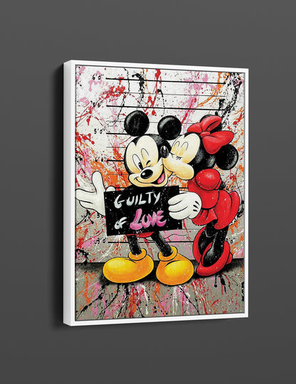 Guilty of Love Mickey and Minnie Mouse Canvas Wall Art, Banksy Style Pop Art - 177