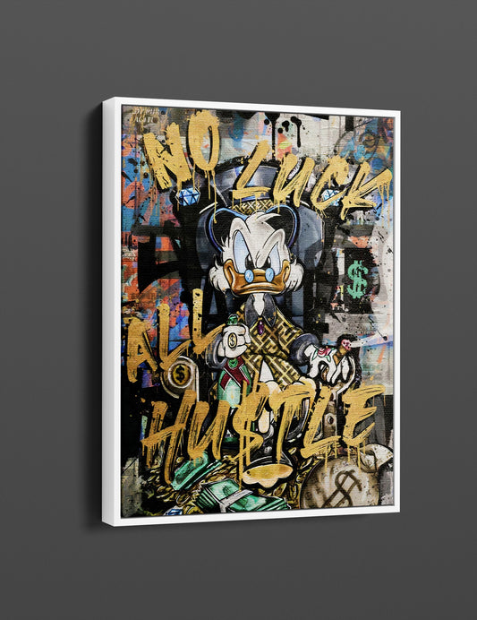 McDuck NO Luck All Hustle Pop Art Canvas Print, Scrooge McDuck Graffiti Art - 364