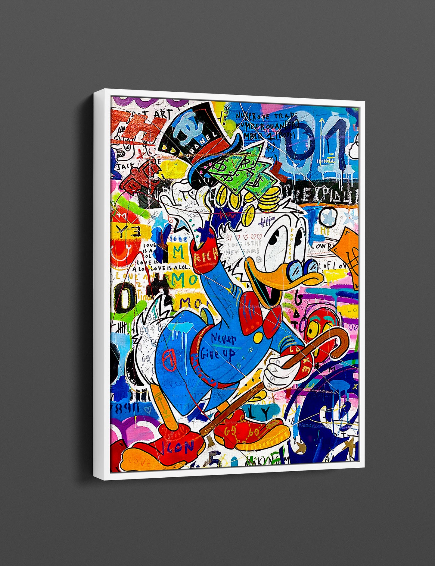 Banksy Scrooge McDuck Pop Art Canvas Print - Mc Duck Pop Art Graffiti Wall Art, Pop Art Graffiti Home Decor, Pop Art Room Decor - 24