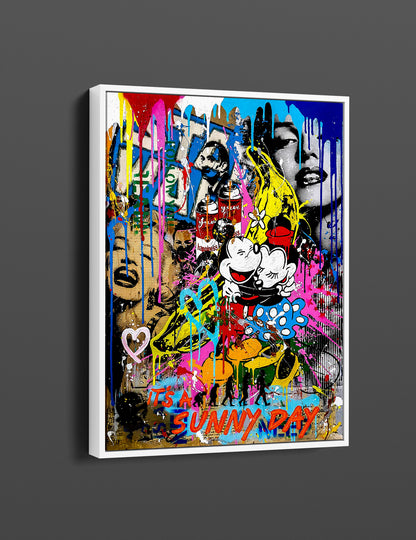 Banksy Mickey and Minnie Mouse Graffiti Pop Art Canvas, Banksy Style Pop Art, Mickey Pop Art , Street Graffiti Wall Art, Minnie Mouse Poster - 50