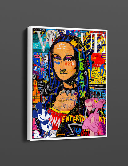 Mona Lisa pink panther Pop Art Canvas, Banksy  Style Pop Art, Mona Lisa, Street Graffiti Wall Art,Mona Lisa Poster - 13