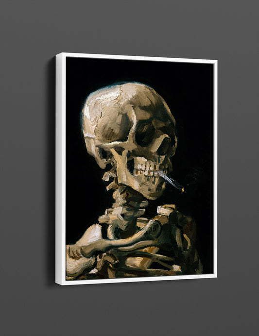 Van Gogh Skull of a Skeleton with Burning Cigarette  Canvas Art Print - PPL53