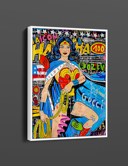 Banksy  Wonder Woman Oil Painting Pop Art Canvas Print -  Wonder Woman Pop Art Graffiti Wall Art, Pop Art Graffiti Home Decor, Pop Art Room Decor - 28