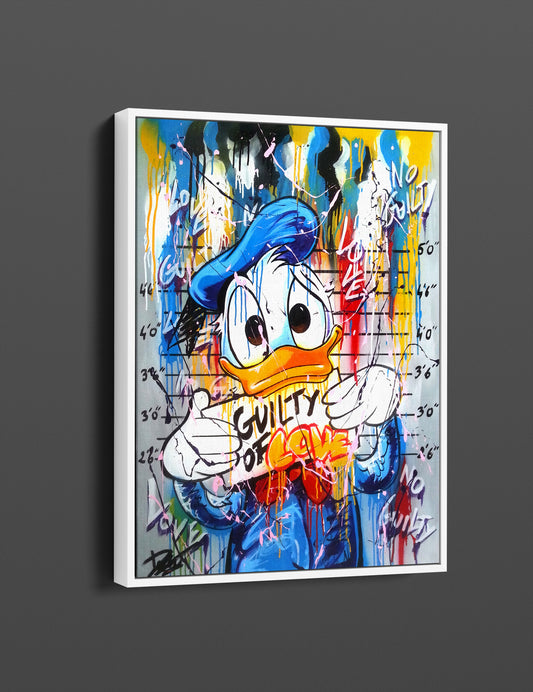 Banksy Guilty Donald Duck Graffiti Pop Art Canvas, Banksy Style Pop Art, Donald Duck Pop Art , Street Graffiti Wall Art, Donald Duck Gift - 65