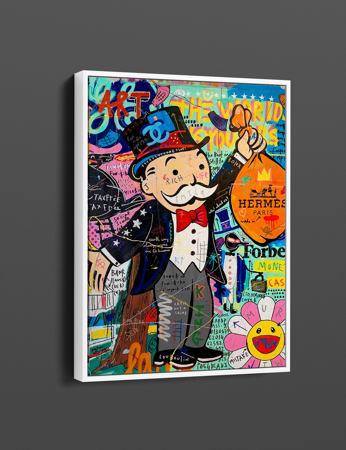 Monopoly Man The World is Your Fashion Unique Modern Painting Abstract Framed Canvas Wall Art - 83