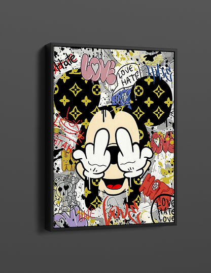 Banksy Graffiti Funny Mickey Mouse Canvas Art Print, Luxury Painting Fashion Prints Cartoon Birthday Christmas Gift Pictures Home Decor