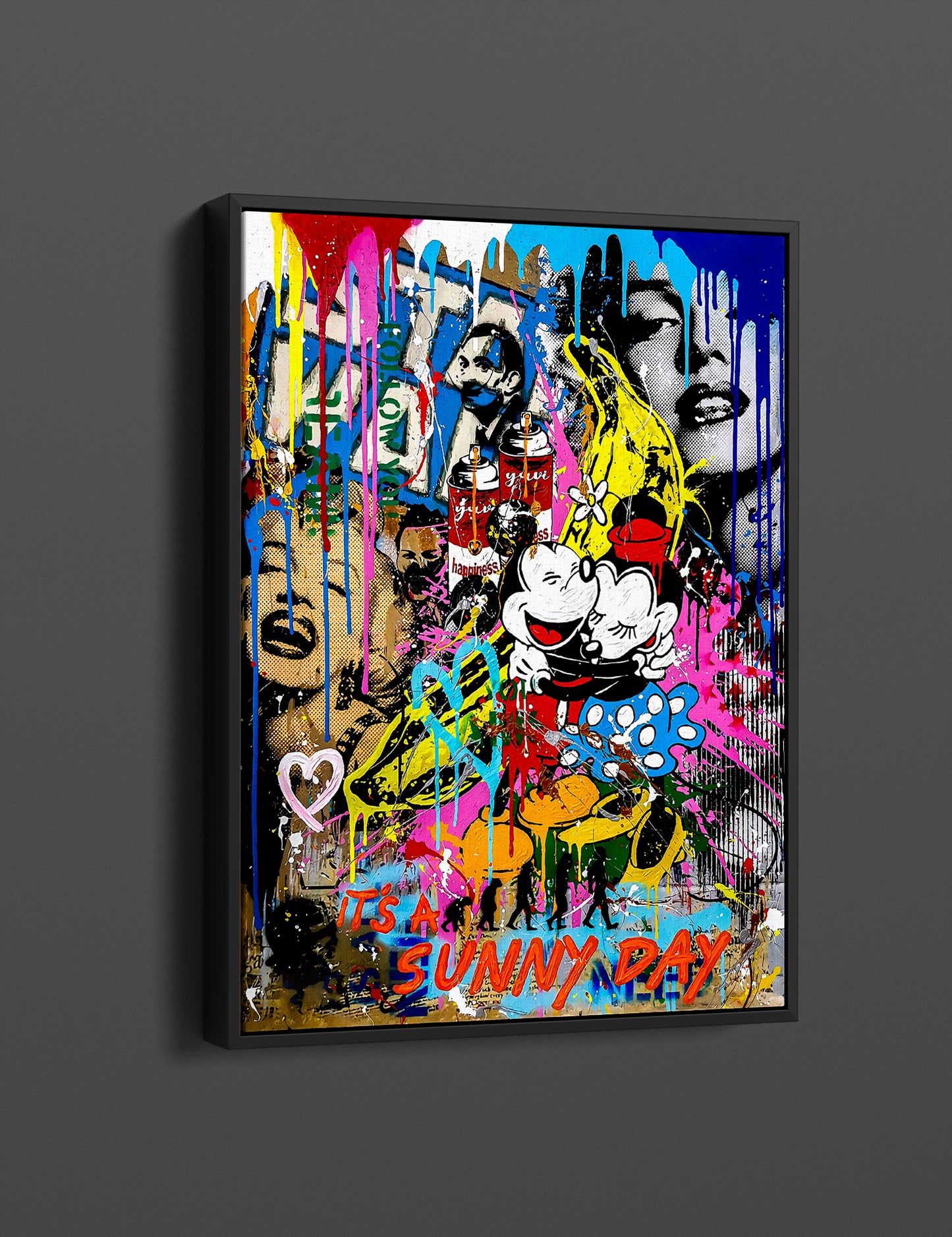 Banksy Mickey and Minnie Mouse Graffiti Pop Art Canvas, Banksy Style Pop Art, Mickey Pop Art , Street Graffiti Wall Art, Minnie Mouse Poster - 50