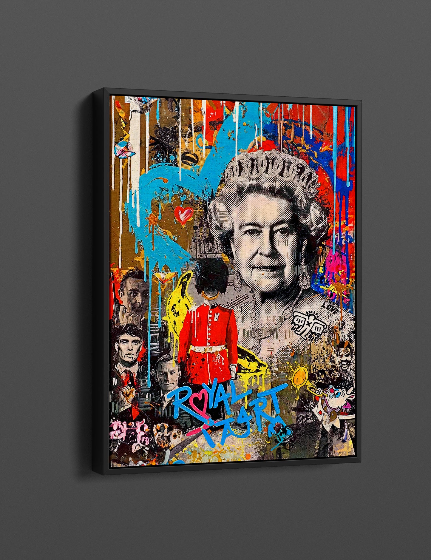 Queen Elizabeth II Graffiti Pop Art Canvas, Banksy Style Pop Art - 169