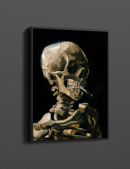 Van Gogh Skull of a Skeleton with Burning Cigarette  Canvas Art Print - PPL53