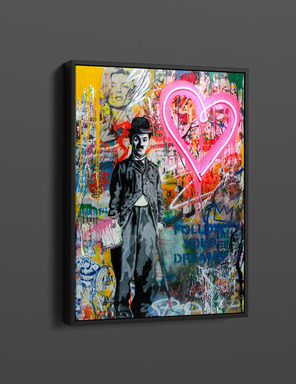 Charlie Chaplin Love Banksy Pop Art Canvas Wall Art, Banksy Charlie Chaplin, Street Graffiti Wall Art, Charlie Chaplin Pop Art Canvas - 38