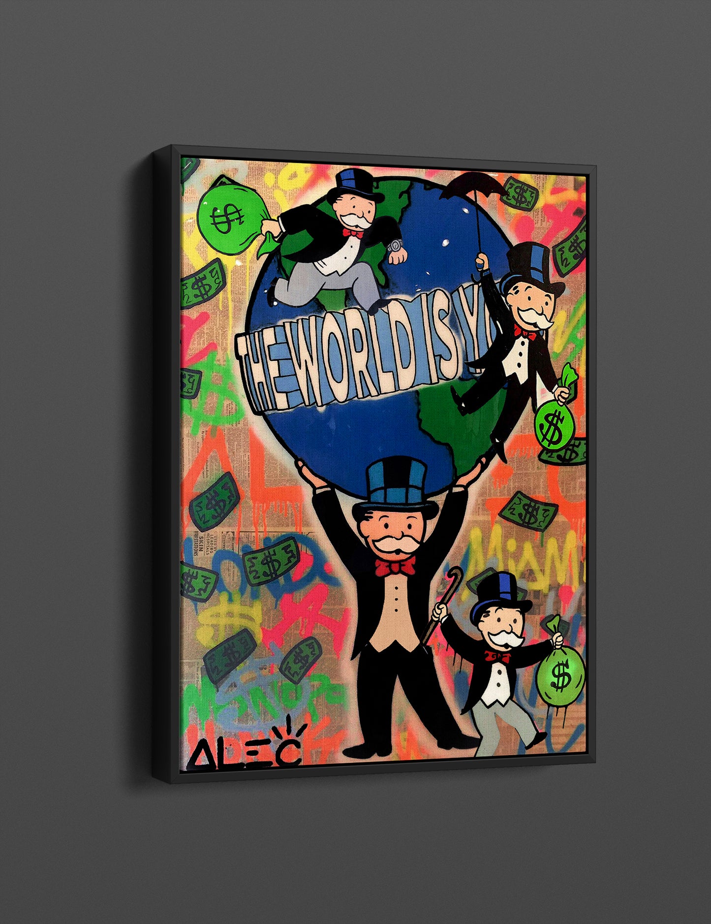 Monopoly & quot The World Is Yours Street Graffiti Pop Art Canvas Wall Art - 164