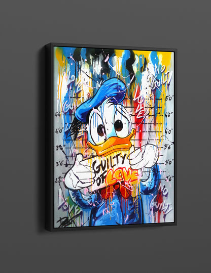 Banksy Guilty Donald Duck Graffiti Pop Art Canvas, Banksy Style Pop Art, Donald Duck Pop Art , Street Graffiti Wall Art, Donald Duck Gift - 65