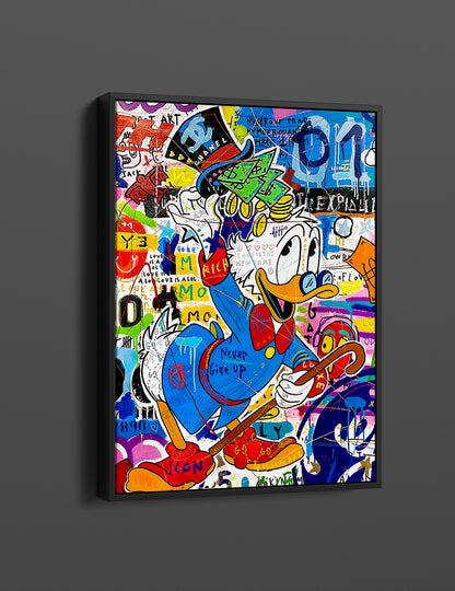 Banksy Scrooge McDuck Pop Art Canvas Print - Mc Duck Pop Art Graffiti Wall Art, Pop Art Graffiti Home Decor, Pop Art Room Decor - 24