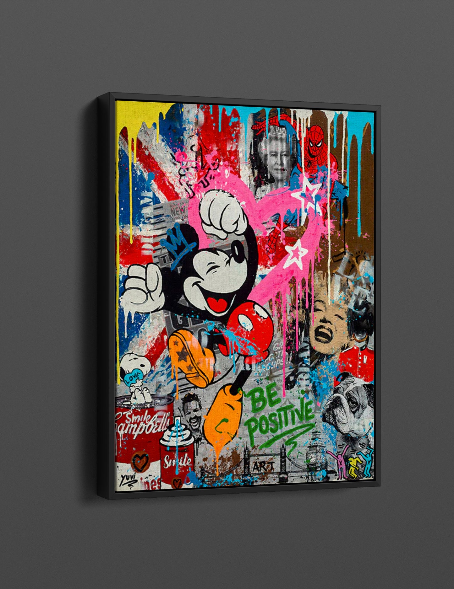 Banksy Mickey Mouse BE POSITIVE Graffiti Canvas Pop Art - 190