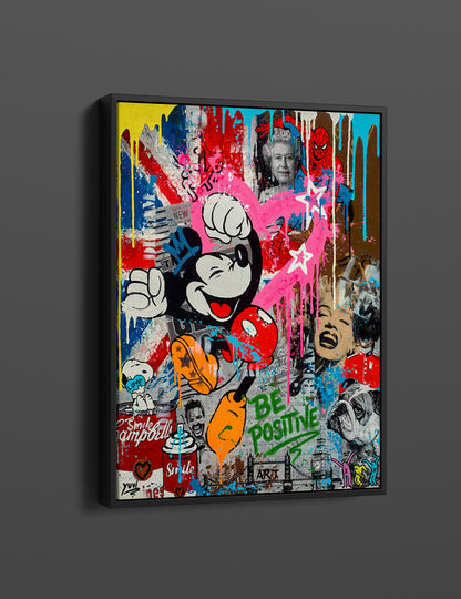 Banksy Mickey Mouse BE POSITIVE Graffiti Canvas Pop Art - 190