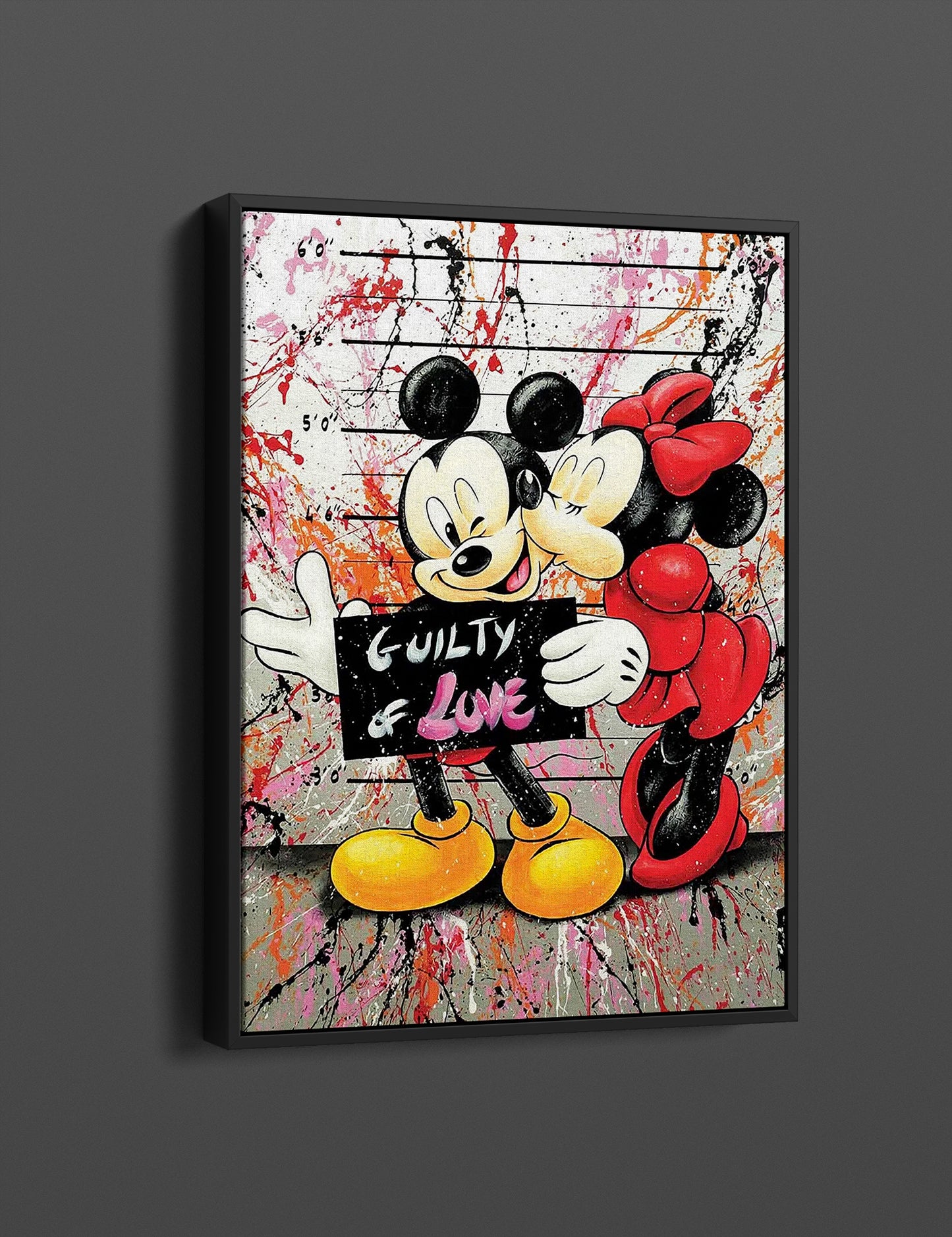 Guilty of Love Mickey and Minnie Mouse Canvas Wall Art, Banksy Style Pop Art - 177