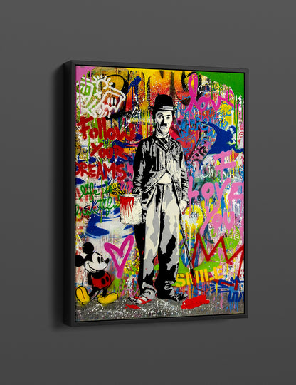 Charlie Chaplin Banksy Pop Art Canvas Wall Art, Banksy Charlie Chaplin, Street Graffiti Wall Art,Charlie Chaplin Pop Art Canvas - 34