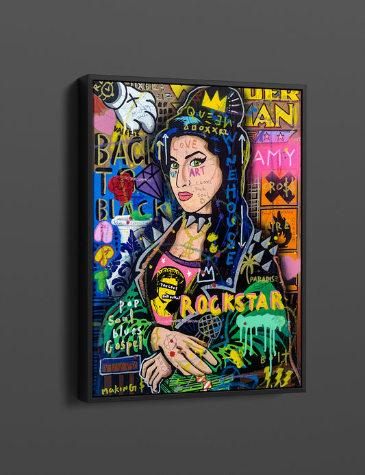 Banksy Amy Winehouse Graffiti Pop Art Canvas, Banksy  Style Pop Art, Amy Winehouse Pop Art , Street Graffiti Wall Art, Amy Winehouse Poster - 42