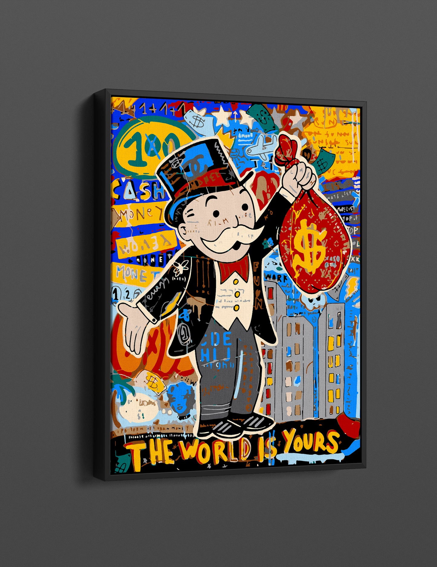 Monopoly Man Fashion Unique Modern Painting Abstract Framed Canvas Wall Art - 82