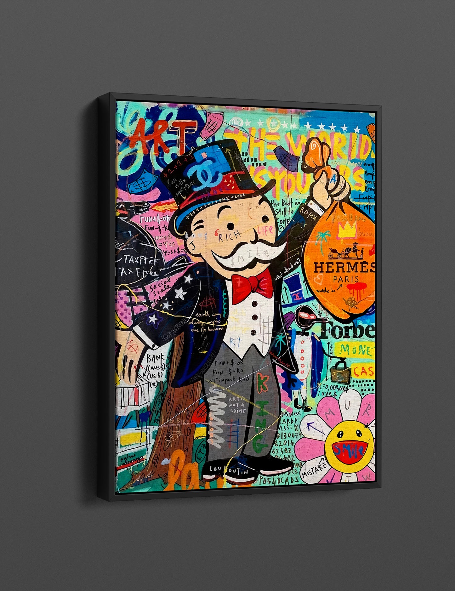 Monopoly Man The World is Your Fashion Unique Modern Painting Abstract Framed Canvas Wall Art - 83