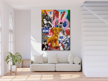 Lion King Pop Art Pop Art Canvas, Banksy Canvas Print Modern Wall Art Urban Graffiti - 277