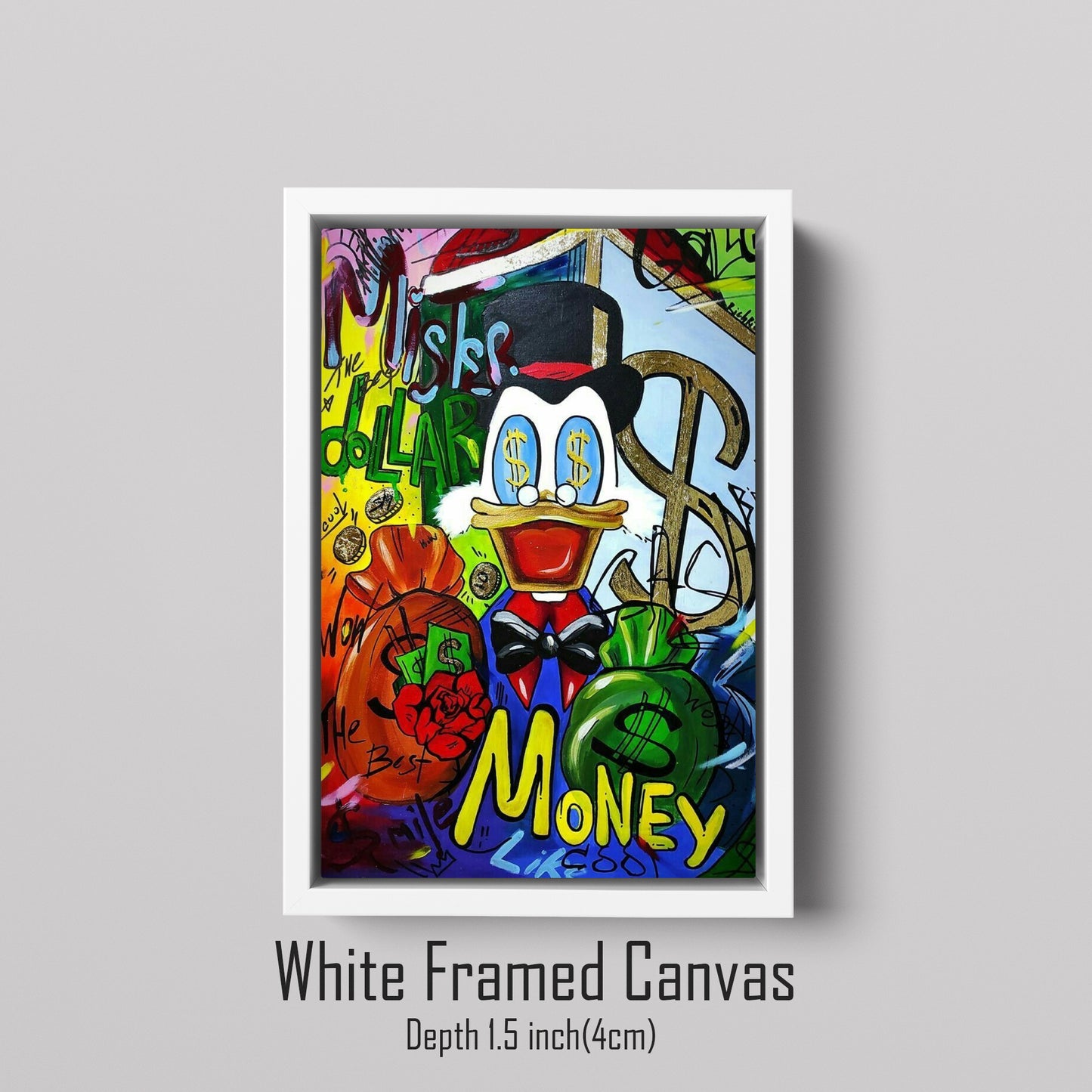 Scrooge McDuck with Dollar Symbol Pop Art Oil Painting, Rich McDuck Street Graffiti Pop Art Paint, Banksy Style McDuck Oil Paint - Artsber 7